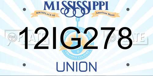 12IG278 Mississippi License Plate