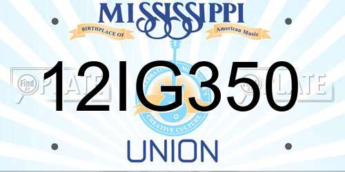 12IG350 Mississippi License Plate