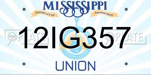 12IG357 Mississippi License Plate