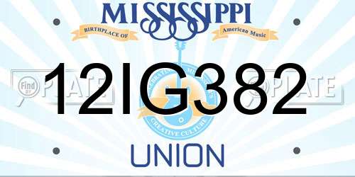 12IG382 Mississippi License Plate