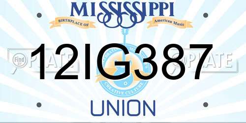 12IG387 Mississippi License Plate