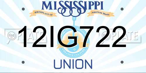 12IG722 Mississippi License Plate