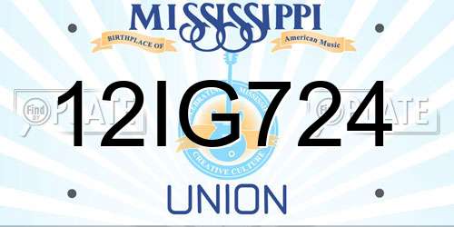 12IG724 Mississippi License Plate