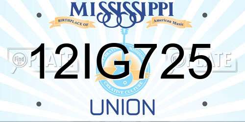 12IG725 Mississippi License Plate