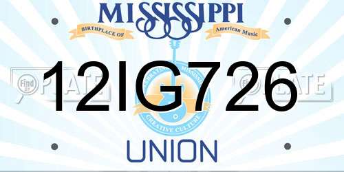 12IG726 Mississippi License Plate