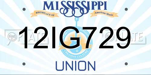 12IG729 Mississippi License Plate