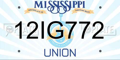 12IG772 Mississippi License Plate