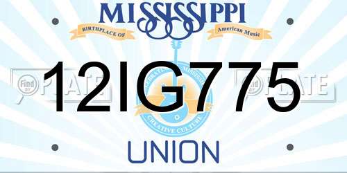 12IG775 Mississippi License Plate