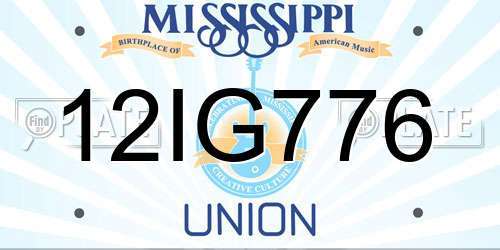 12IG776 Mississippi License Plate