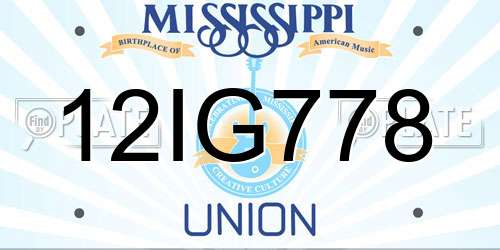 12IG778 Mississippi License Plate