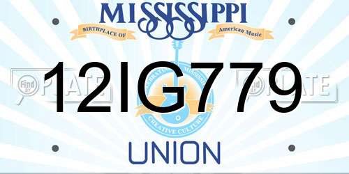 12IG779 Mississippi License Plate
