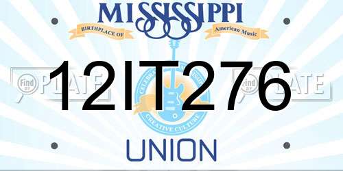 12IT276 Mississippi License Plate