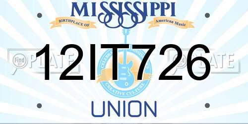12IT726 Mississippi License Plate