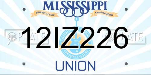 12IZ226 Mississippi License Plate