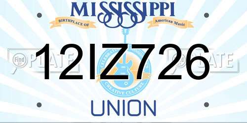 12IZ726 Mississippi License Plate