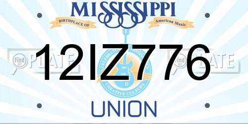 12IZ776 Mississippi License Plate