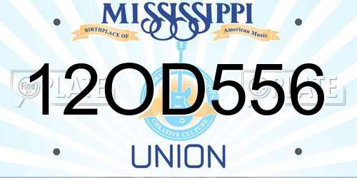 12OD556 Mississippi License Plate