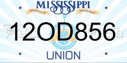 12OD856 Mississippi License Plate