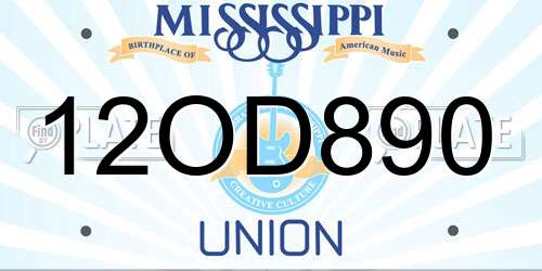12OD890 Mississippi License Plate