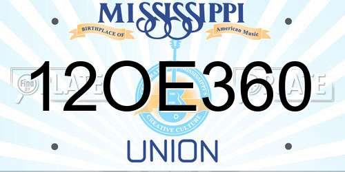 12OE360 Mississippi License Plate