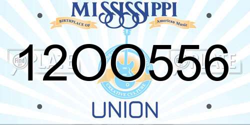12OO556 Mississippi License Plate