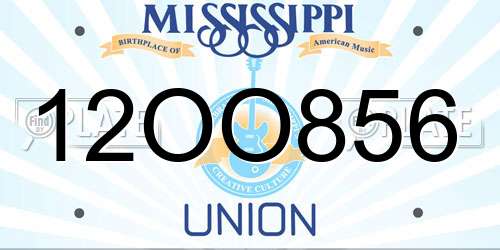 12OO856 Mississippi License Plate