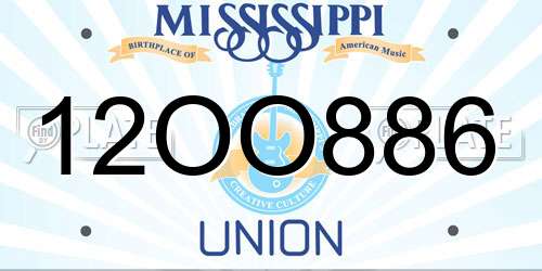 12OO886 Mississippi License Plate