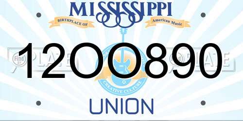 12OO890 Mississippi License Plate