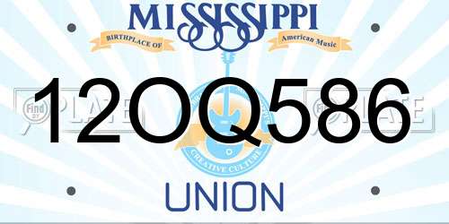 12OQ586 Mississippi License Plate