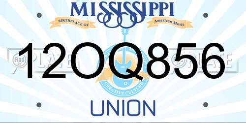 12OQ856 Mississippi License Plate