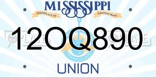 12OQ890 Mississippi License Plate