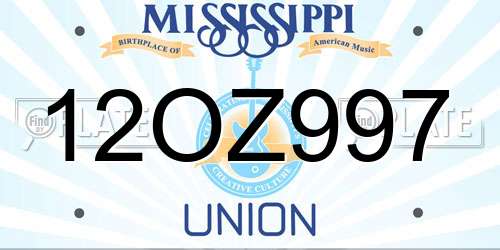 12OZ997 Mississippi License Plate