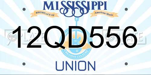 12QD556 Mississippi License Plate