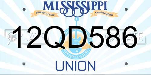 12QD586 Mississippi License Plate