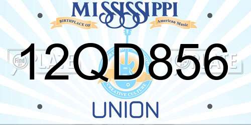 12QD856 Mississippi License Plate
