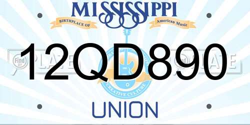 12QD890 Mississippi License Plate