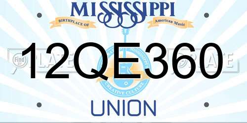 12QE360 Mississippi License Plate