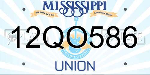 12QO586 Mississippi License Plate