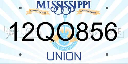 12QO856 Mississippi License Plate