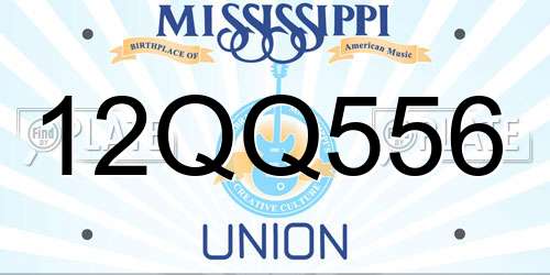 12QQ556 Mississippi License Plate