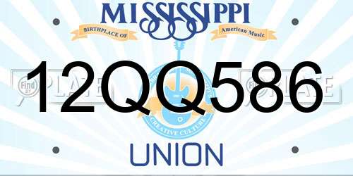 12QQ586 Mississippi License Plate