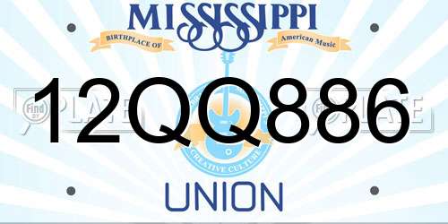 12QQ886 Mississippi License Plate