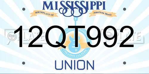 12QT992 Mississippi License Plate