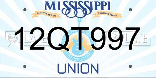 12QT997 Mississippi License Plate