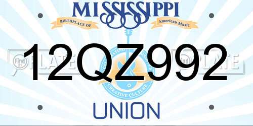 12QZ992 Mississippi License Plate