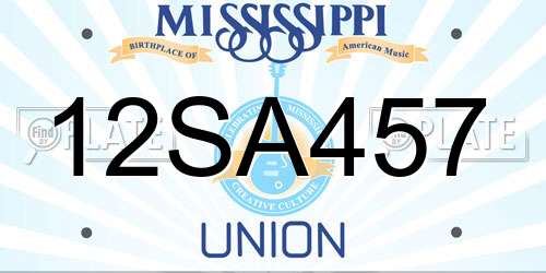 12SA457 Mississippi License Plate