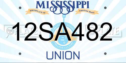 12SA482 Mississippi License Plate