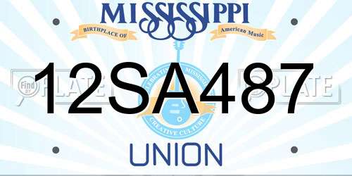 12SA487 Mississippi License Plate