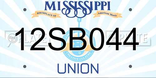 12SB044 Mississippi License Plate