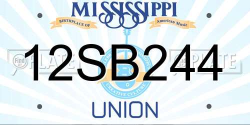 12SB244 Mississippi License Plate